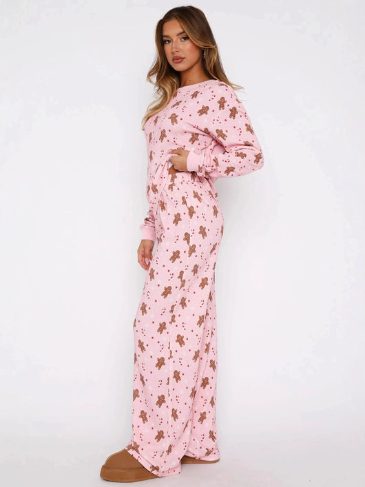 Gingerbread Man PJ Set - Pink/Brown