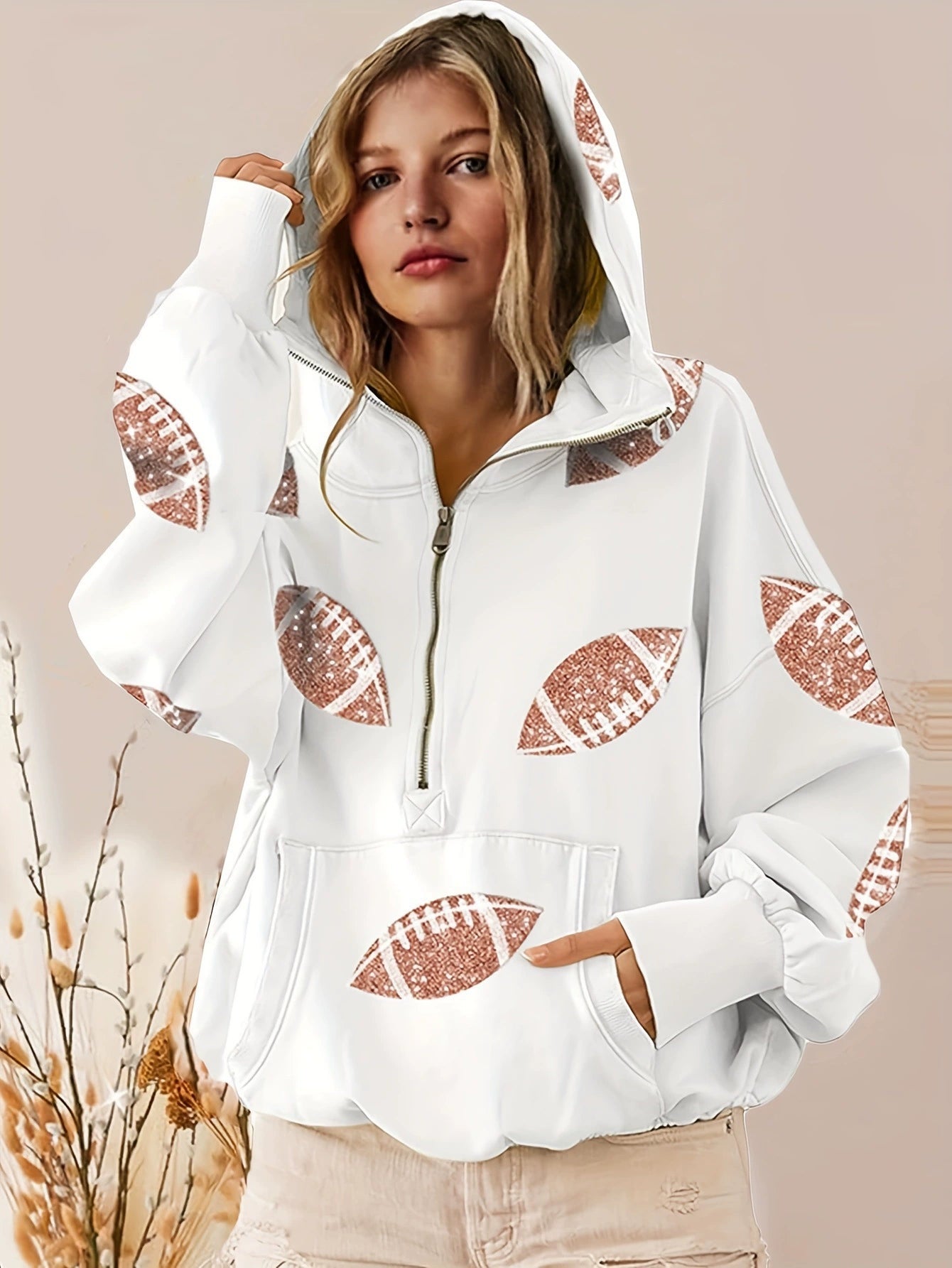 Women's Football Zip Hoodie