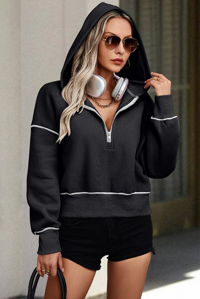 Half-Zip Drop-Shoulder Hoodie