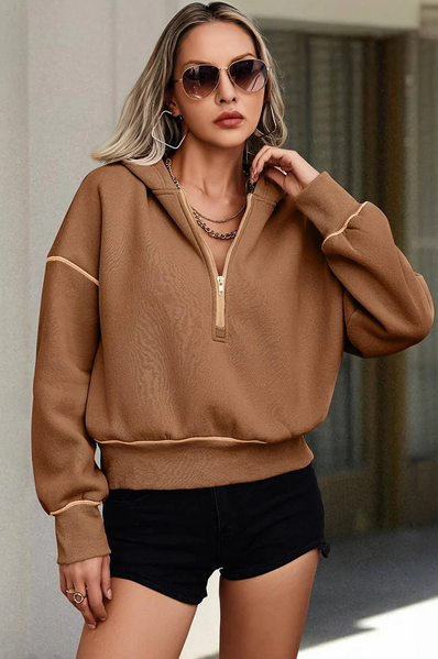 Half-Zip Drop-Shoulder Hoodie