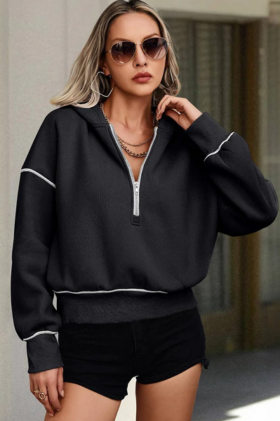 Half-Zip Drop-Shoulder Hoodie