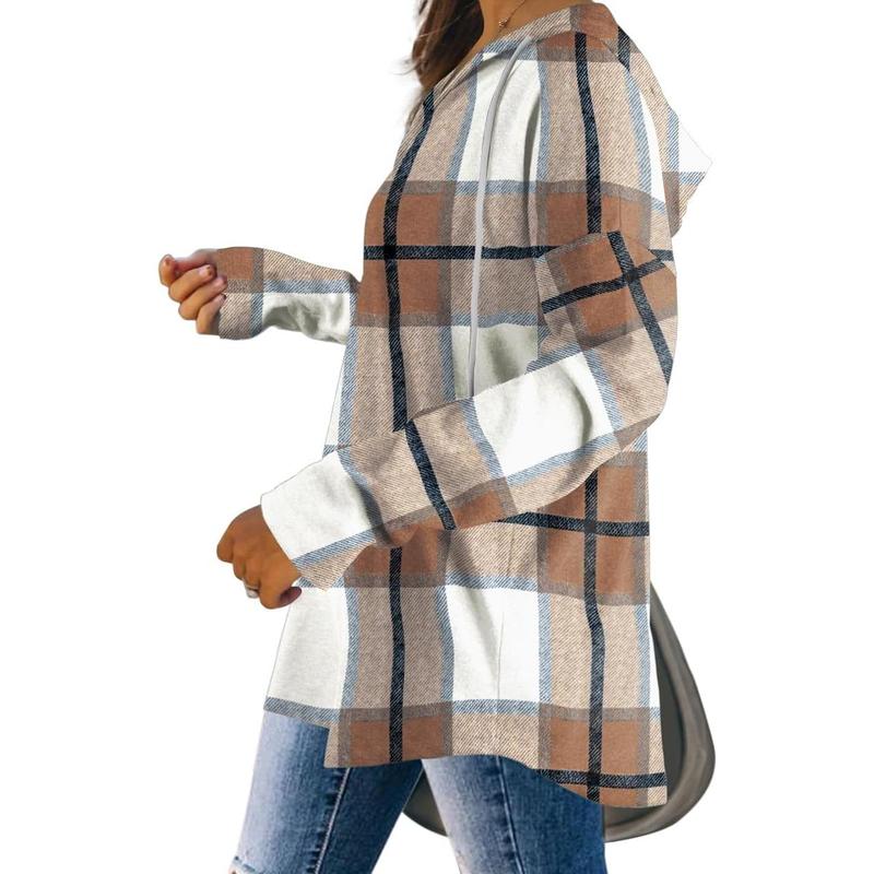 Plaid V-Neck Hoodie